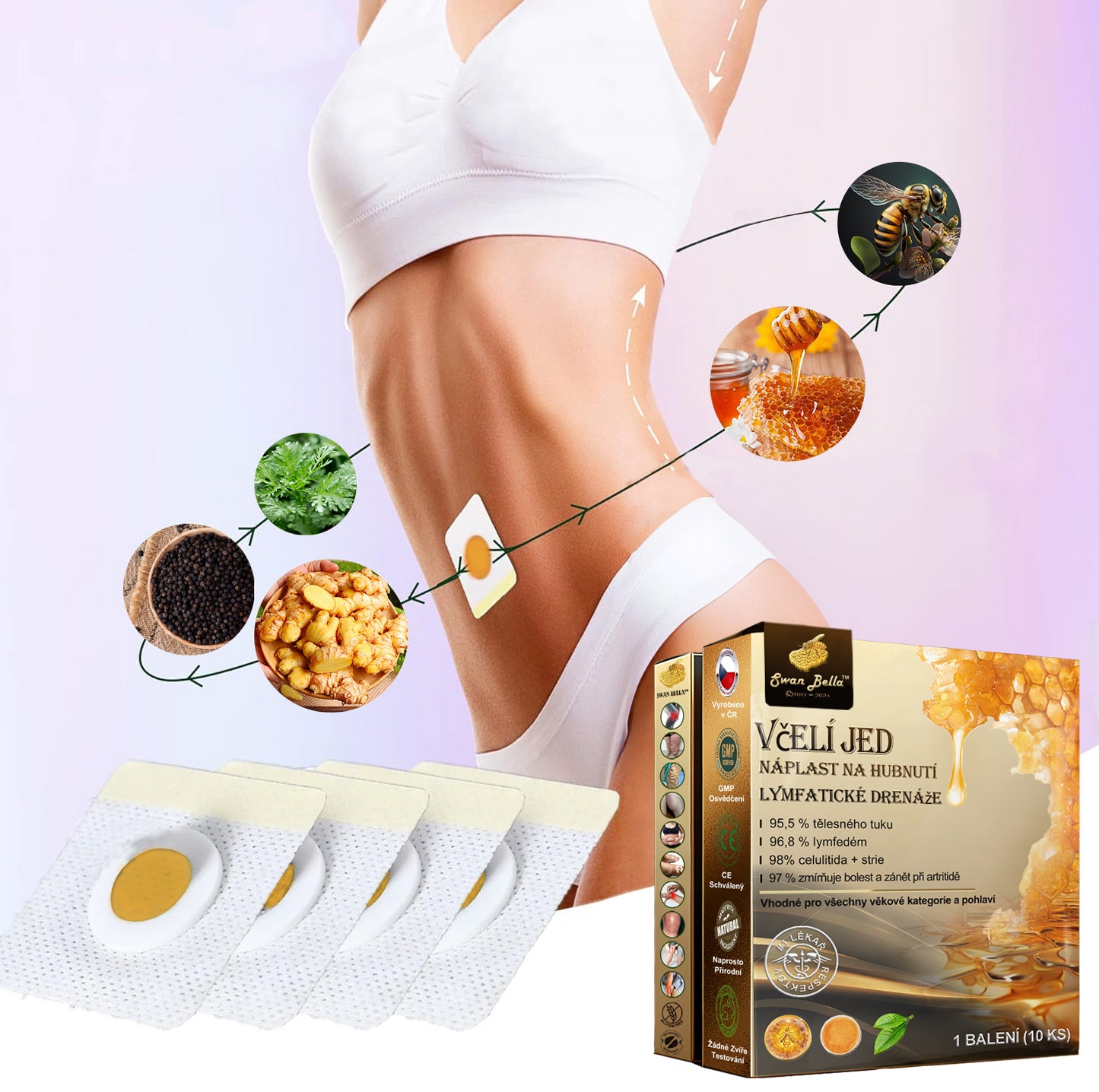 🎁🐝Tady máte Swan Bella™ Beee Venom Lymfatic Drainage Slimming Patch 🔥Snižte čas 70% SLEVA🔥 (Vhodné pro použití individuály všech věků)🔥